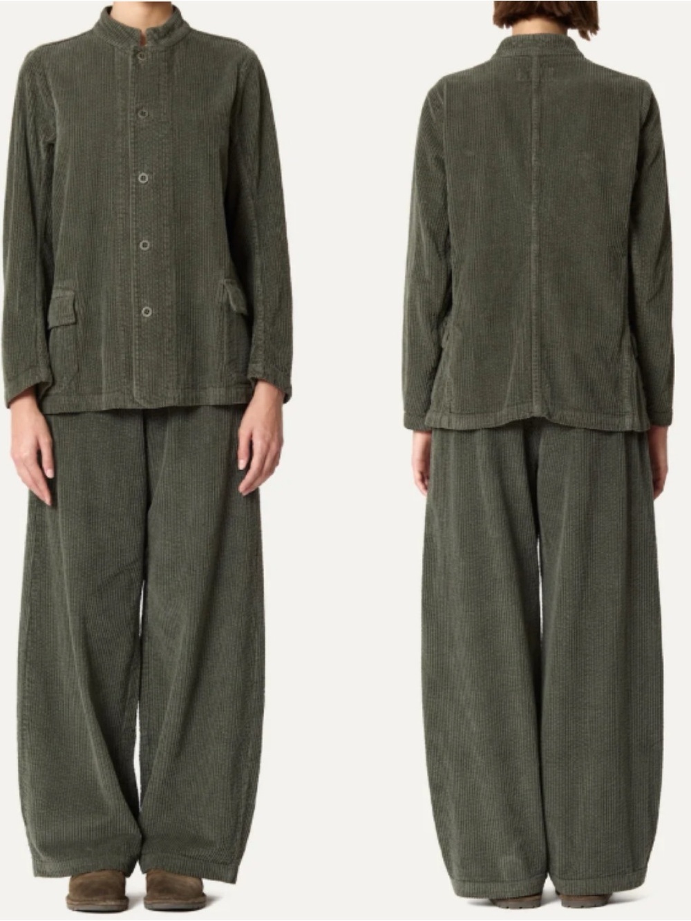 Labo.Art Giacca Pina Velluto Lichene Green Corduroy Coat Chore Jacket - Picture 3 of 11